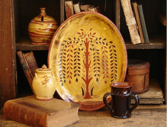 Kulina Folk Art redware oval platter